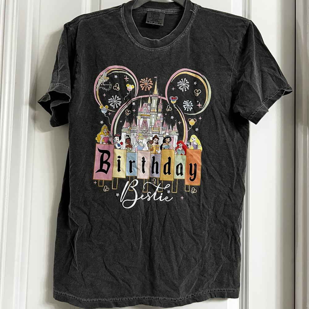 Comfort Colors "Birthday Bestie" T-Shirt | Charcoal | Size S